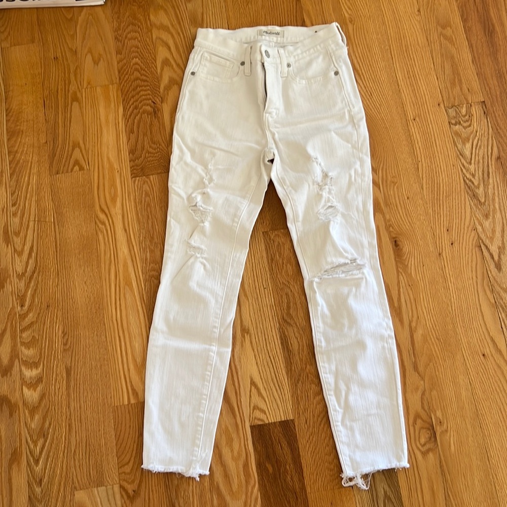 White madewell skinny ripped jeans